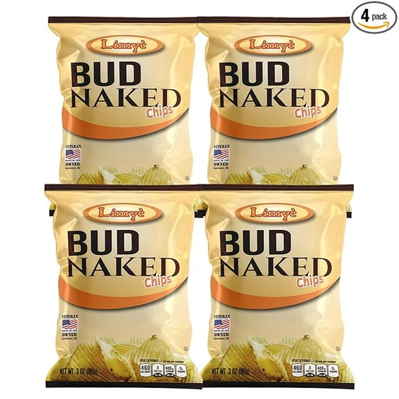 Limy Bud Naked Potato chips, Healthy Kosher Certified Snacks Variety packs - Salted Chips, No Artificial Flavors, Vegan Gluten Free Chips, 3 Oz bag (Pack of 4)