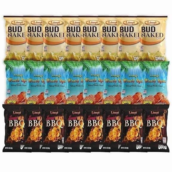 Limy Potato Chips Variety Pack, Kosher, Allergen-Free, Vegan, Gluten-Free, 24 Pack, 1.5 Oz