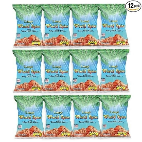 Limy Potato Chips, World Spice Flavor, Kosher Certified, Allergen Free Vegan potato chips, 1.5 Oz (12 Pack)