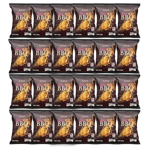 Limyè Sweet Heat BBQ Flavored Potato Chips - Certified Kosher & Allergen-Free - Vegan potato chips, Sweet Heat BBQ Flavor, 1.5 oz, Pack of 24
