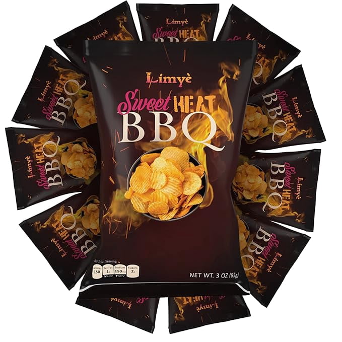 Limyè Sweet Heat BBQ Flavored Potato Chips - Certified Kosher & Allergen-Free - Vegan potato chips, Sweet Heat BBQ Flavor(12P)