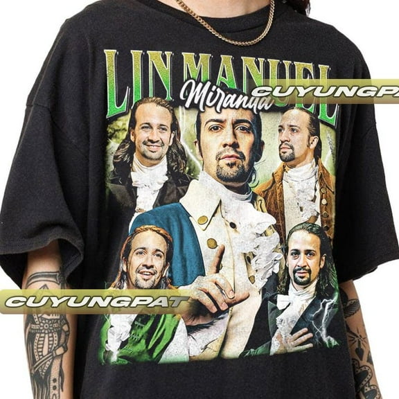 Lin Manuel Miranda songwriter, actor, singer, filmmaker, rapper Vintage T-Shirt,Black Color,Size XL