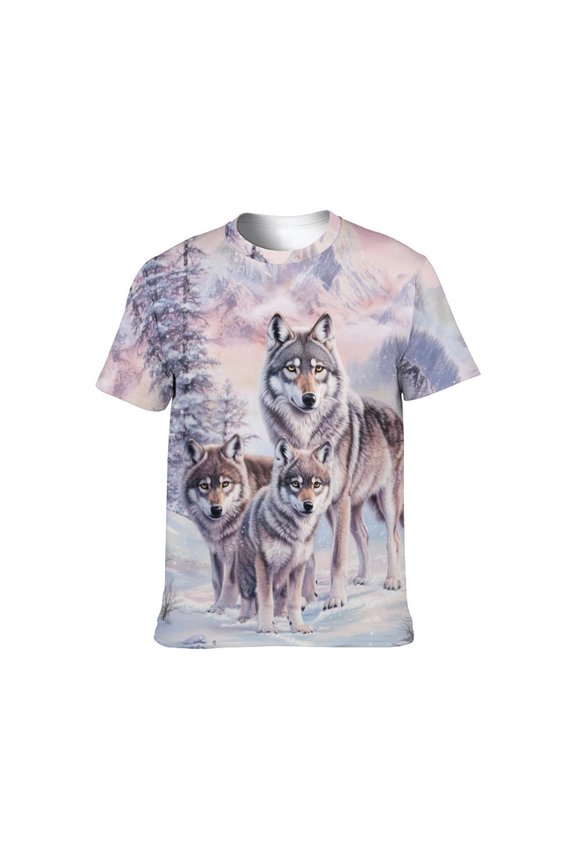 Lin Qi Men'S Wolf Graphic T-Shirt Novelty Animal Print Short Sleeve Top, S-4XL