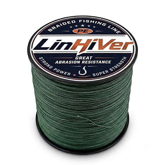 LinHiver Braided Fishing Line,Strong and High Abrasion Resistance,Zero Stretch,Thin Diameter,Ultra Strong Knot Strength-328Yds,25LB,4 Strands,Dark Green