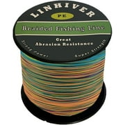 LinHiver Braided Fishing Line, Strong Power, Great Abrasion Resistance, Thin Diameter, No Stretch, Low Memory and High Sensitivity(164Yds, 4 strands, 100LB, Multi)