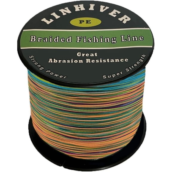 LinHiver Braided Fishing Line, Strong Power, Great Abrasion Resistance, Thin Diameter, No Stretch, Low Memory and High Sensitivity(164Yds, 4 strands, 100LB, Multi)