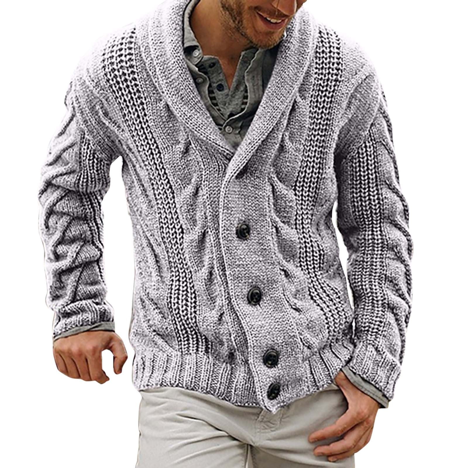 LinJis Men Sweater Coat Mens Casual Cardigan Sweaters Long Sleeve Shawl