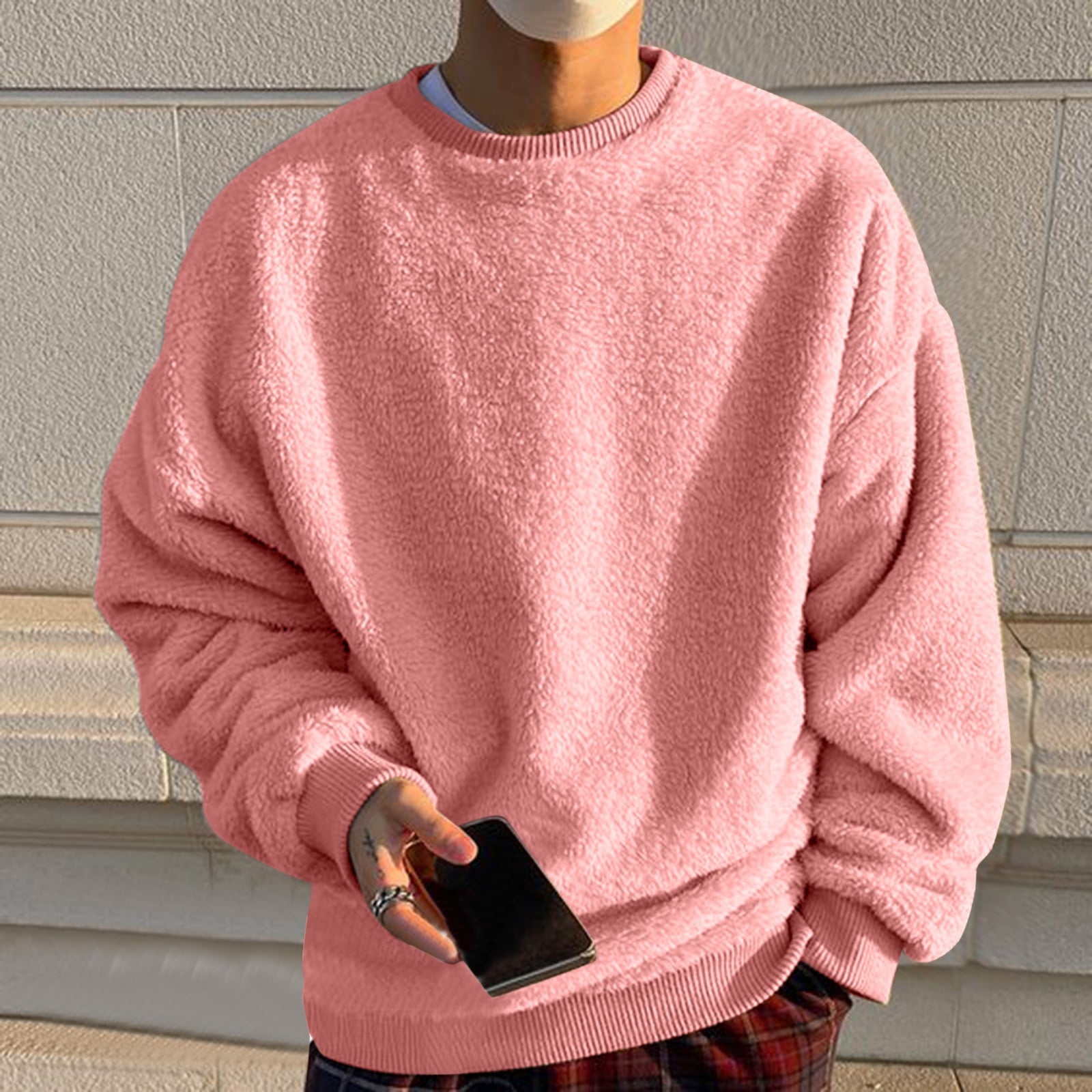 Big And Tall Men's Oversized Cable Knit Sweatshirt - Mock Neck, Long Sleeve Stand Collar Pullover