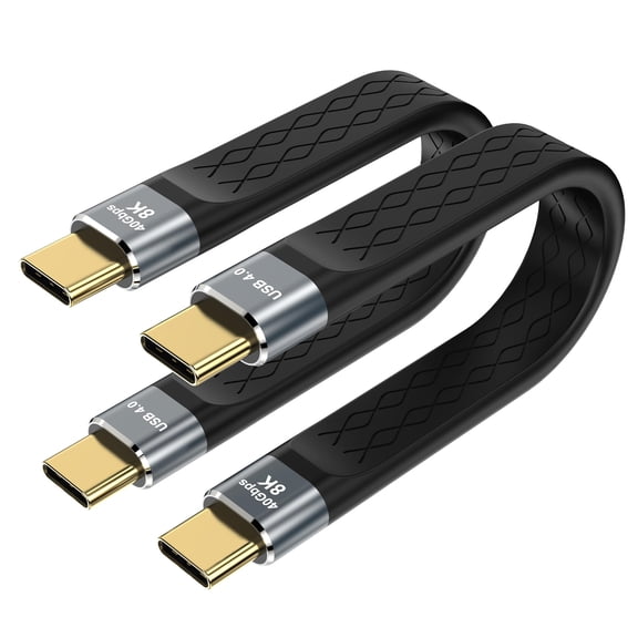 LinQingQ 2-Pack Short USB4 Thunderbolt 4 Cable 40Gbps, USB-C to USB-C 240W PD Fast Charge, 8K@60Hz, Compatible with MacBook, iPhone 16/15, iPad, Steam Deck, Samsung Galaxy