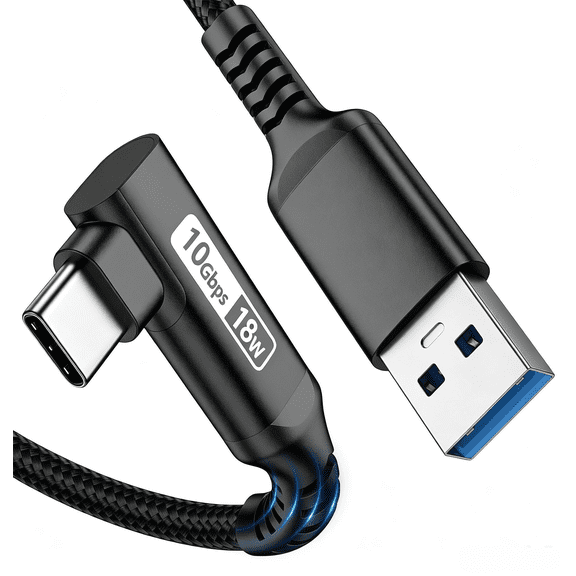 LinQingQ USB C Cable Right Angle 5FT, 10Gbps USB 3.1 Gen 2 A to C Data Cable, 3A Fast Charge, Android Auto CarPlay for iPhone 16/15, Galaxy S24/S23, iPad Pro, SSD