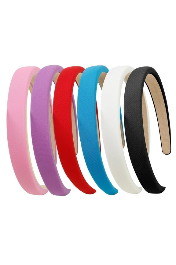 0.7 Inch Padded Headbands for Women Non Slip Soft Thick Comfortable Head Bands Kids Cute Headband Plain Fashion Hair Accessories for Girls (6 Pack)