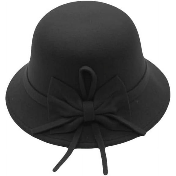 LinYooLi 1920s Floral Decor Bowler hat Vintage Felt Cloche Fedora Hat Church Bucket Hat