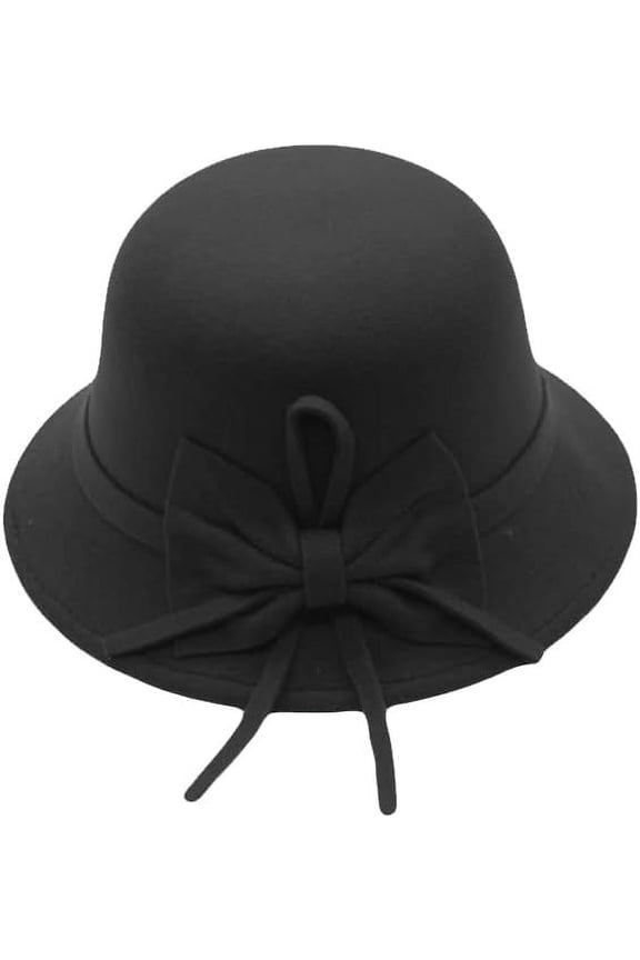 1920s Floral Decor Bowler hat Vintage Felt Cloche Fedora Hat Church Bucket Hat