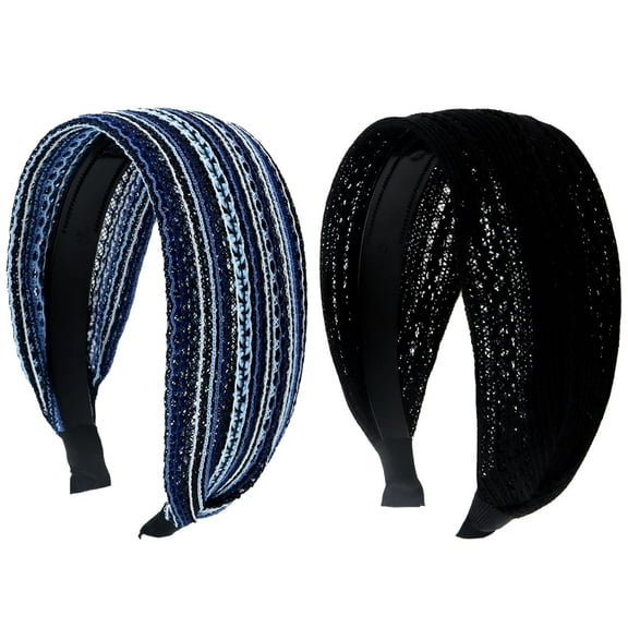 LinYooLi 2 Pack Headbands for Women, Wide Headbands Large Head Bands for Women's Hair, Non-slip Thick Headbands with Teeth Fashion Hairbands Hair Accessories for Women