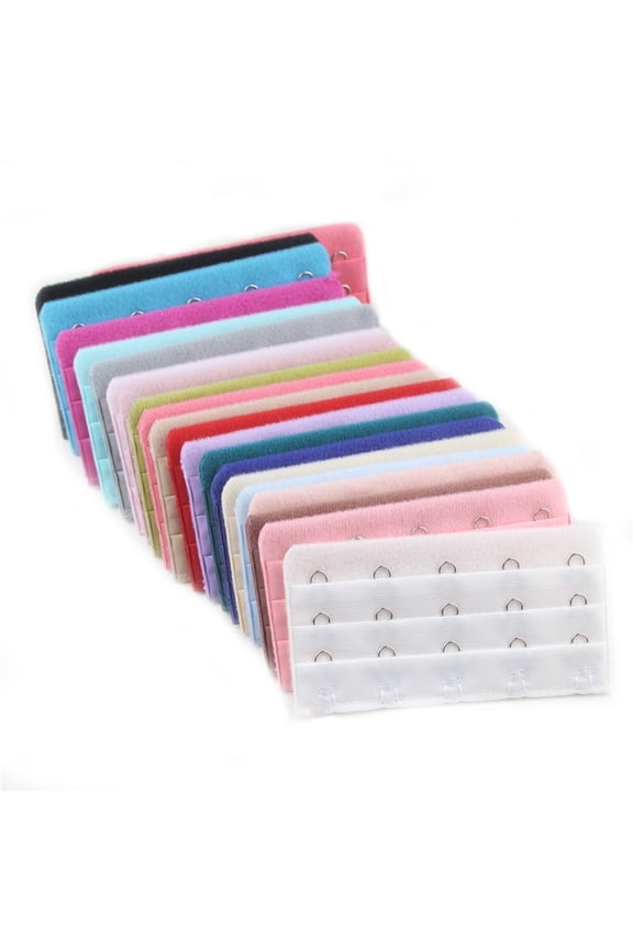 20 Pcs Mixed Color Women 5 Hooks 3 Rows Spacing Bra Extender Bra Extension Strap