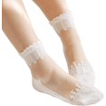 thumbnail image 1 of LinYooLi 3 Pairs Women's Ultrathin Transparent Lace Elastic Short Socks, 1 of 7
