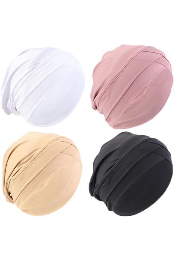 4PCS Turbans for Women Chemo Headwear Cancer Hat Stretchy Headwrap Beanie Cap