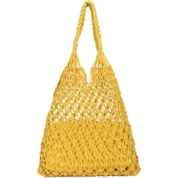 LinYooLi Beach Bags for Women, 2 in 1 Summer Mesh Beach Tote Bag Hand Woven Beach Bag Weaving Hollow Shoulder Bag Handbag