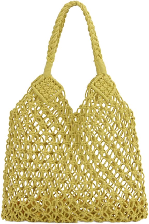 Beach Bags for Women, Summer Mesh Beach Tote Bag Hand Woven Beach Bag Weaving Hollow Shoulder Bag Handbag