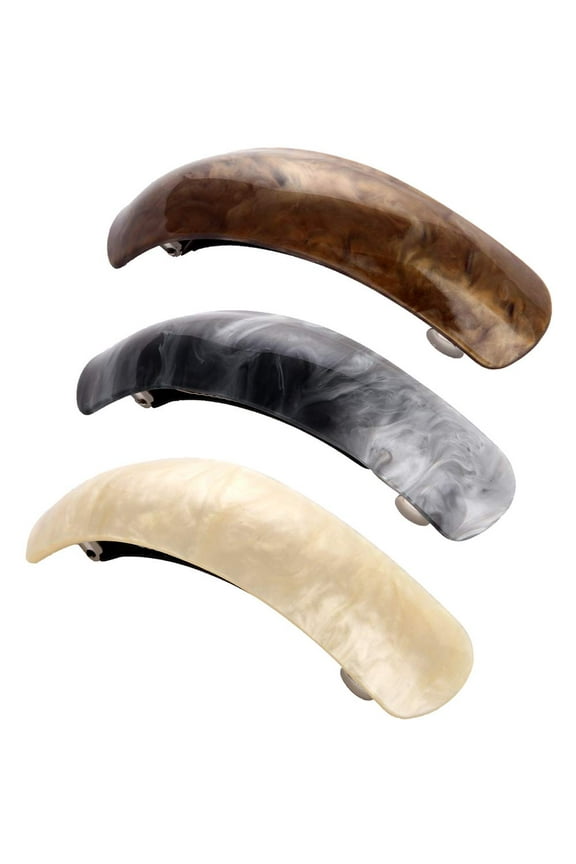 Beautiful Lines Simple Retro Classic Large Barrettes Hair Pins, Exquisite Hair Clips For Women (Dark gray+Beige+Dark brown)