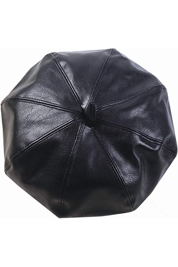 Beret Hat Faux Leather Beanie Cap French Artist Beret Cap