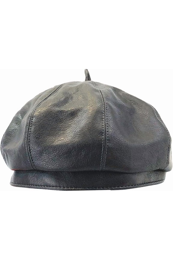 Beret Hat Faux Leather Beanie Cap French Artist Beret Cap