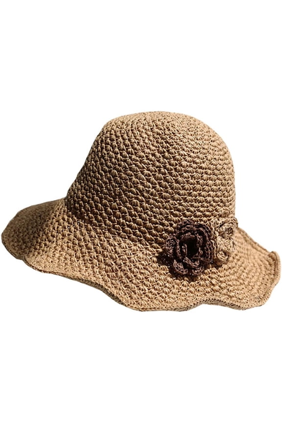 Bow Ribbon Wide Brim Sun UV Protection Straw Woven Sunhat Sun Hat