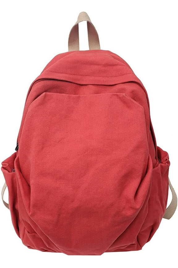 Canvas College Backpack Y2k Aesthetic Backpack Fit 15.6-inch Laptop Backpack Zippered Travel Work Rucksack (Black,One Size)