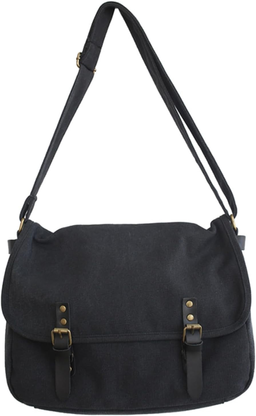 LinYooLi Canvas Messenger Bag for Men Women Y2k Vintage Crossbody Travel Satchel Shoulder Bag Hobo Grunge Hippie Laptop Bag