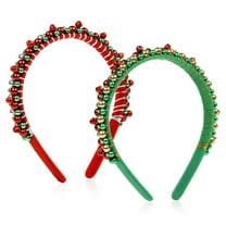LinYooLi Christmas Headbands for Women Girls Red Bell Hairband for Women's hair Green Fashion Headband Christmas festive Gifts Hair Accessories, 2 Pieces