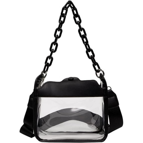 LinYooLi Clear Bag Stadium Approved Clear Crossbody Bag Concert Stadium Clear Purse Sports Events PVC Shoulder Bag