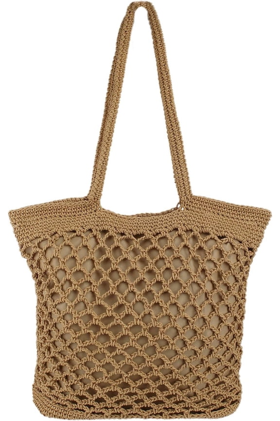 Cotton Crochet Beach Tote Bohemian Handmade Top Handle Bag Small Summer Boho Bag
