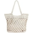 thumbnail image 1 of LinYooLi Cotton Crochet Beach Tote Bohemian Handmade Top Handle Bag Small Summer Boho Bag, 1 of 9