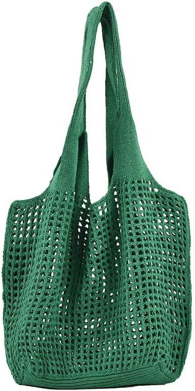 LinYooLi Crochet Tote Bag, Cute Boho Knit Tote Bag Aesthetic Y2K Large Crochet Beach Bag Shoulder Bag Handbag