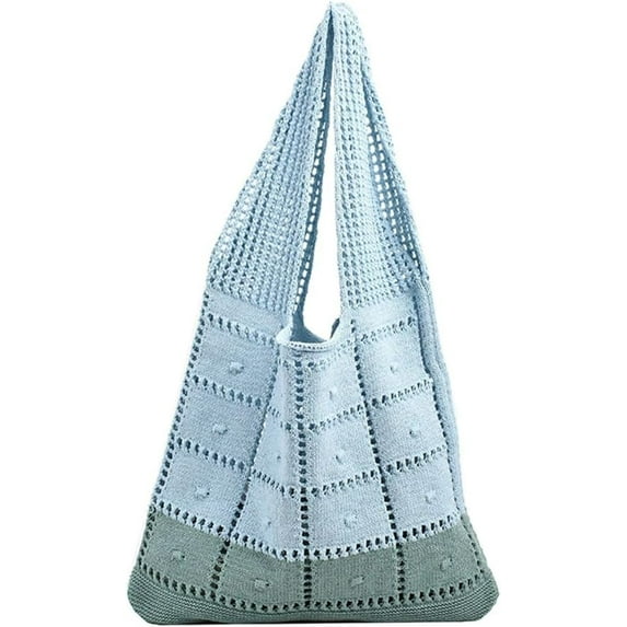 LinYooLi Crochet Tote Bag Women Knit Grid Shoulder Bag CrossBody Purse Cute Satchels Hobo Bags Handbag Summer Beach Travel Bag 2024