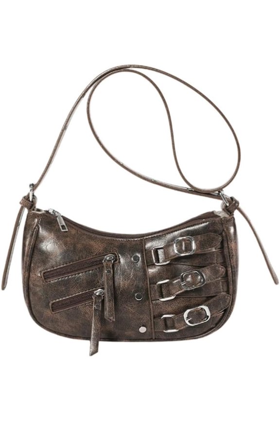 Cute Crossbody Bag for Women Y2K Grunge Fairy Shoulder Bag Rivets Cyber Motorcycle Bag Aestheic Vintage Purse