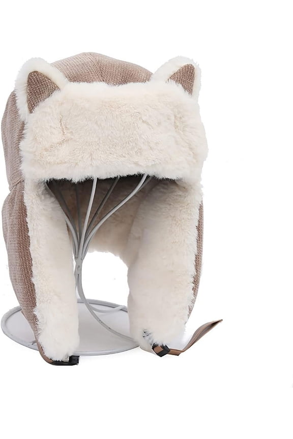 Cute Women's Warm Earmuff Thickened Earflap Hat Winter Cold Proof Warm Cotton Hat Cat Ear Cap Russian Hat