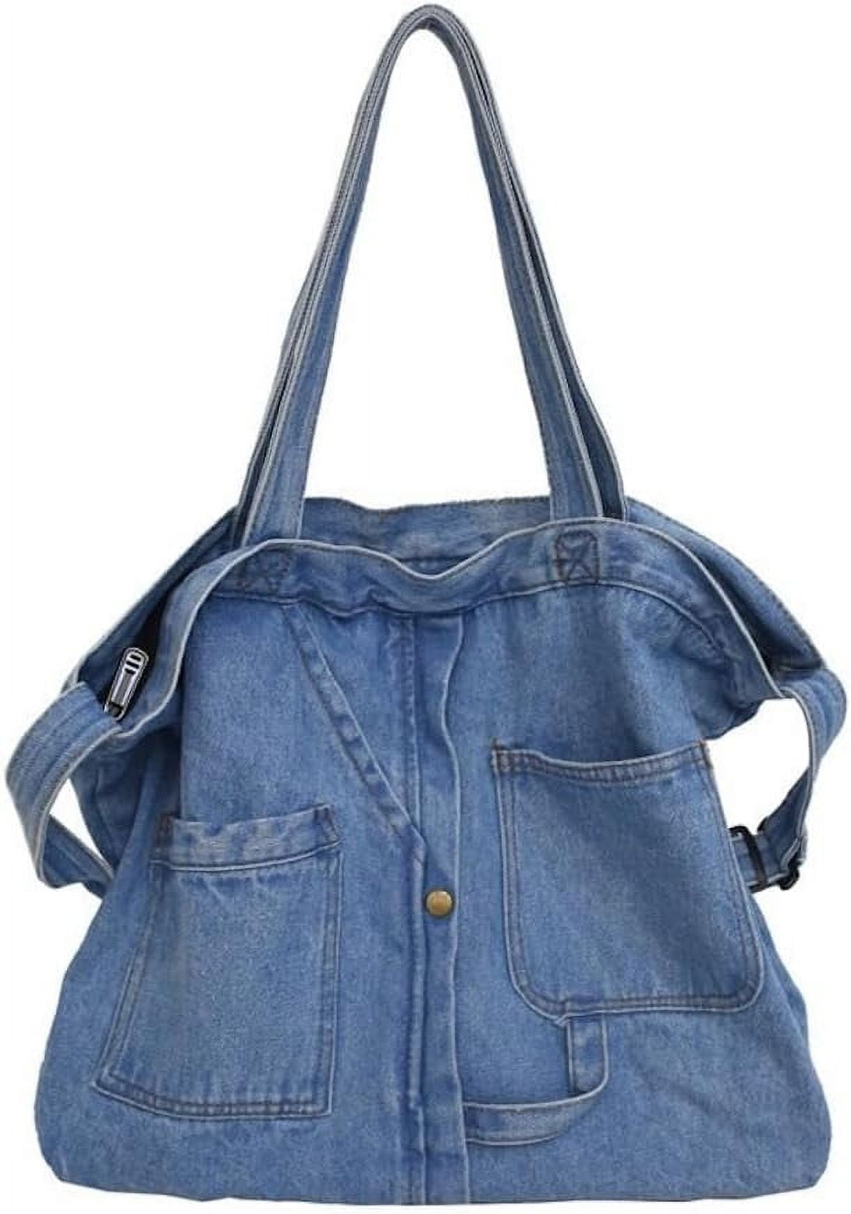 トートバッグ COYSEIO : 25SS / REVERSIBLE CHECK DENIM BAG (2COLORS) LinYooLi Denim Tote Bag for Women Denim Crossbody Bag with