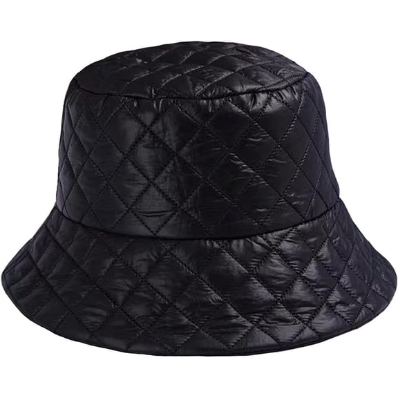 LinYooLi Down Plaid Women Bucket Hat Cotton Fisherman Hat for Men Winter
