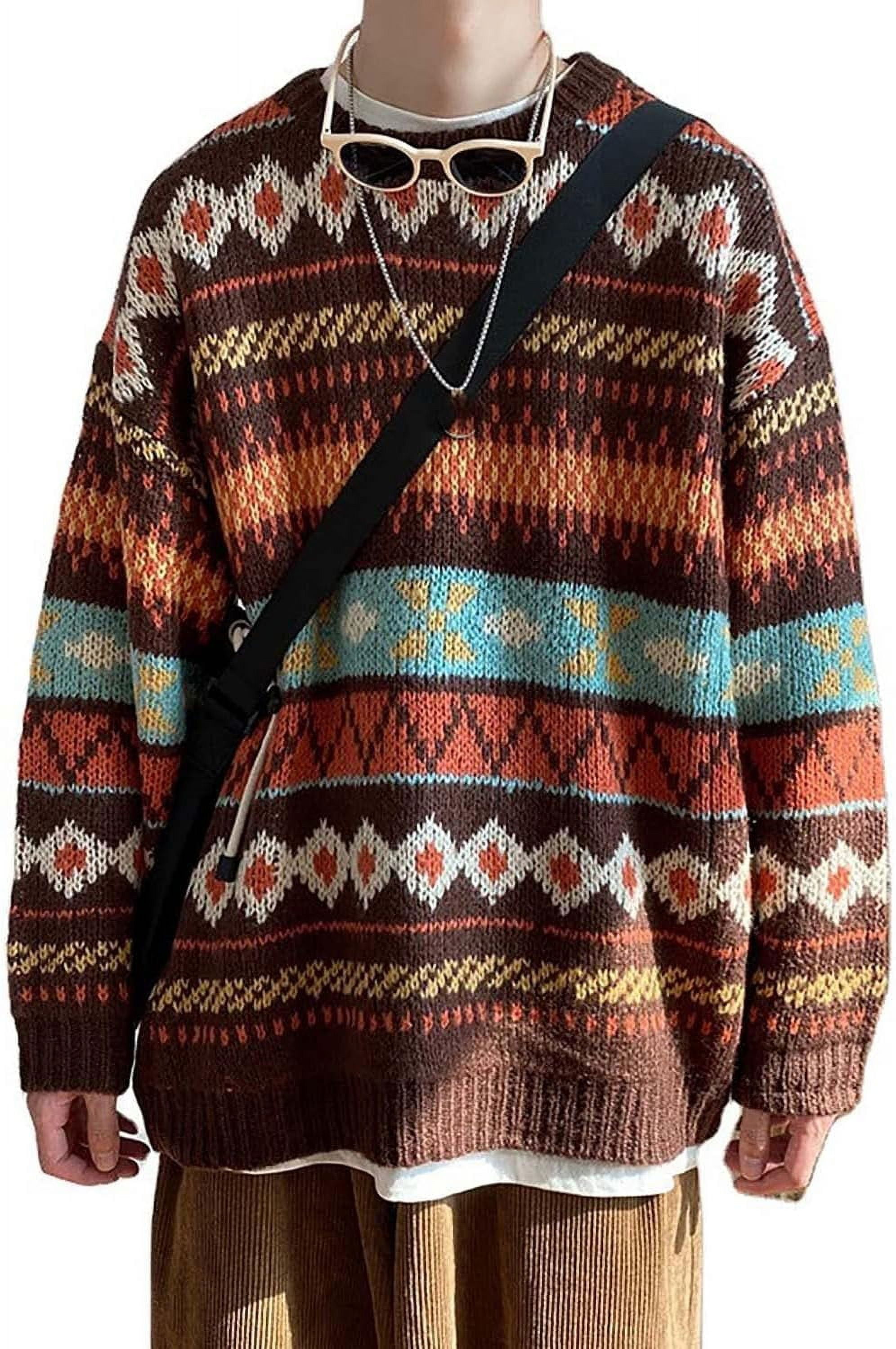 LinYooLi Fall Sweaters for Women Vintage Oversized Sweater Knit Pullover Tops Hippie Clothes Preppy Aesthetic 90s Grunge Jumper Walmart