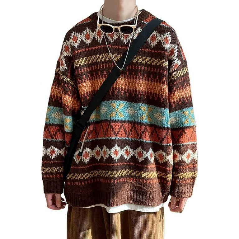 LinYooLi Fall Sweaters for Women Vintage Oversized Sweater Knit Pullover Tops Hippie Clothes Preppy Aesthetic 90s Grunge Jumper Walmart
