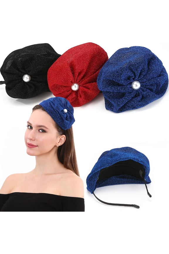 Fascinator Half Beret Hat Headband for Women,Cute and Elegant Hairband for Girls Dance Party Hair Accessories (Mixed colors 3)