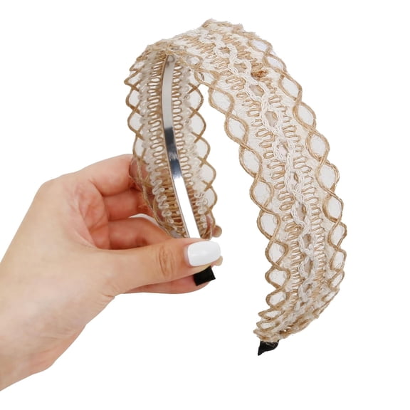 LinYooLi Fashion Linen Headbands for Women Wide Cotton Twine Boho Woven Hair Band Style Non Slip Head Band Summer Beach Hair Accessory