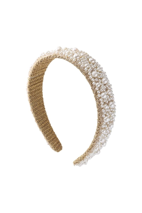 Faux Pearl Headbands for Women White Bling Rhinestones Hairbands Bridal Hair Hoop Wedding Accessories for Girls