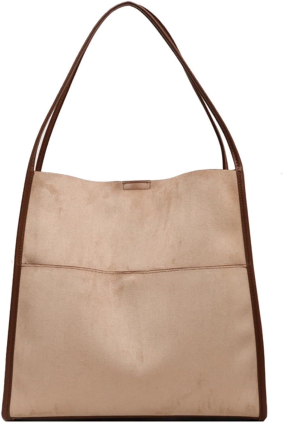 Women's Faux Suede Hobo Bag - Retro Slouchy Purse, 14x12 Inch, Brown, Large Capacity Tote