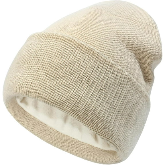 LinYooLi Fleece Lined Beanie Hat for Women Knit Winter Hat Skull Cap Cuffed Warm Beanie Hat