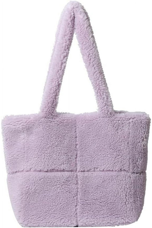 Fluffy Tote Bag Faux Fur Handbag for Women Soft Fuzzy Tote Purse Plush Hobo Bag Faux Fleece Bag Fall Winter
