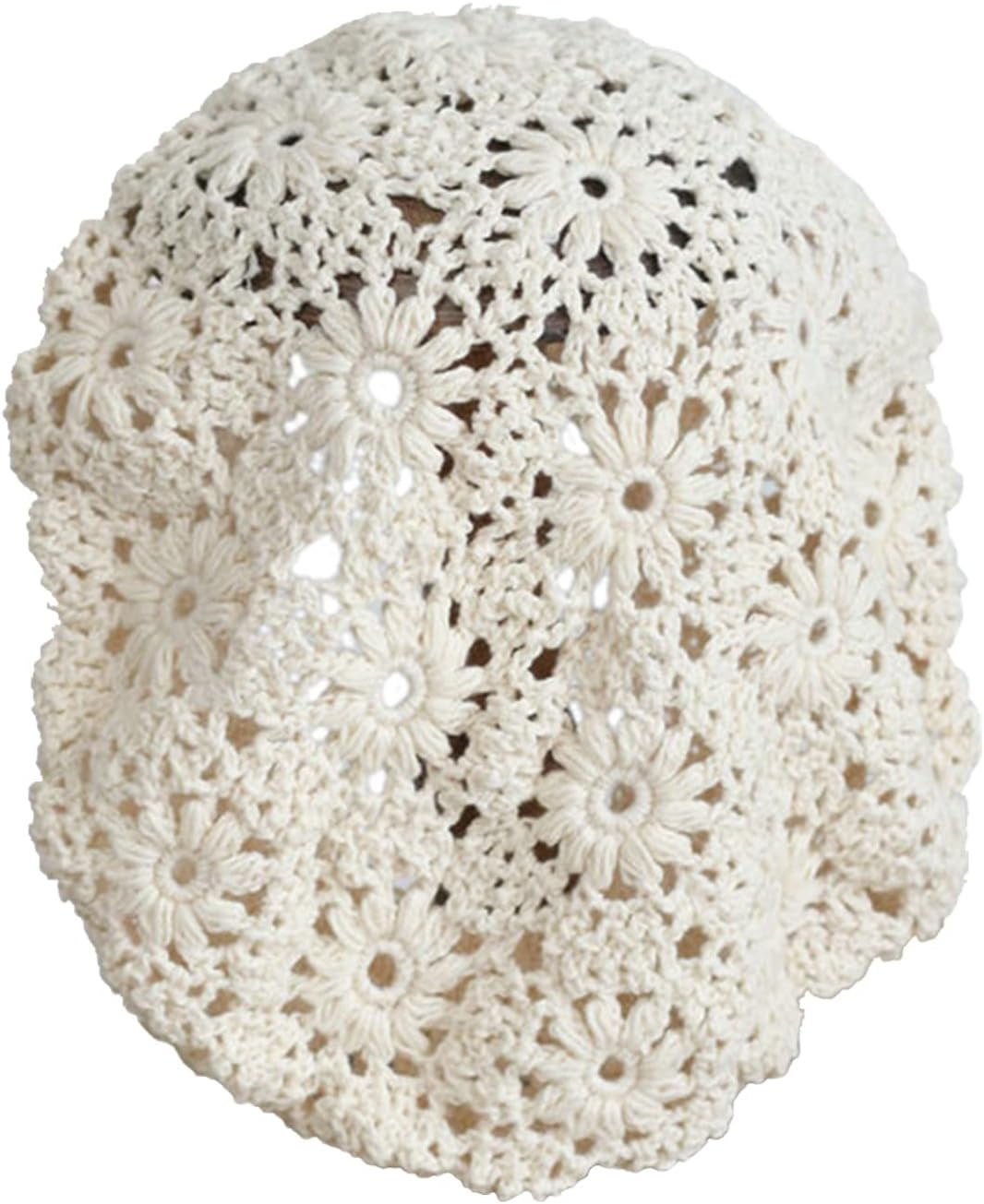 LinYooLi Hand Hook Hollowed-Out Chrysanthemum Beret, Hair Cap