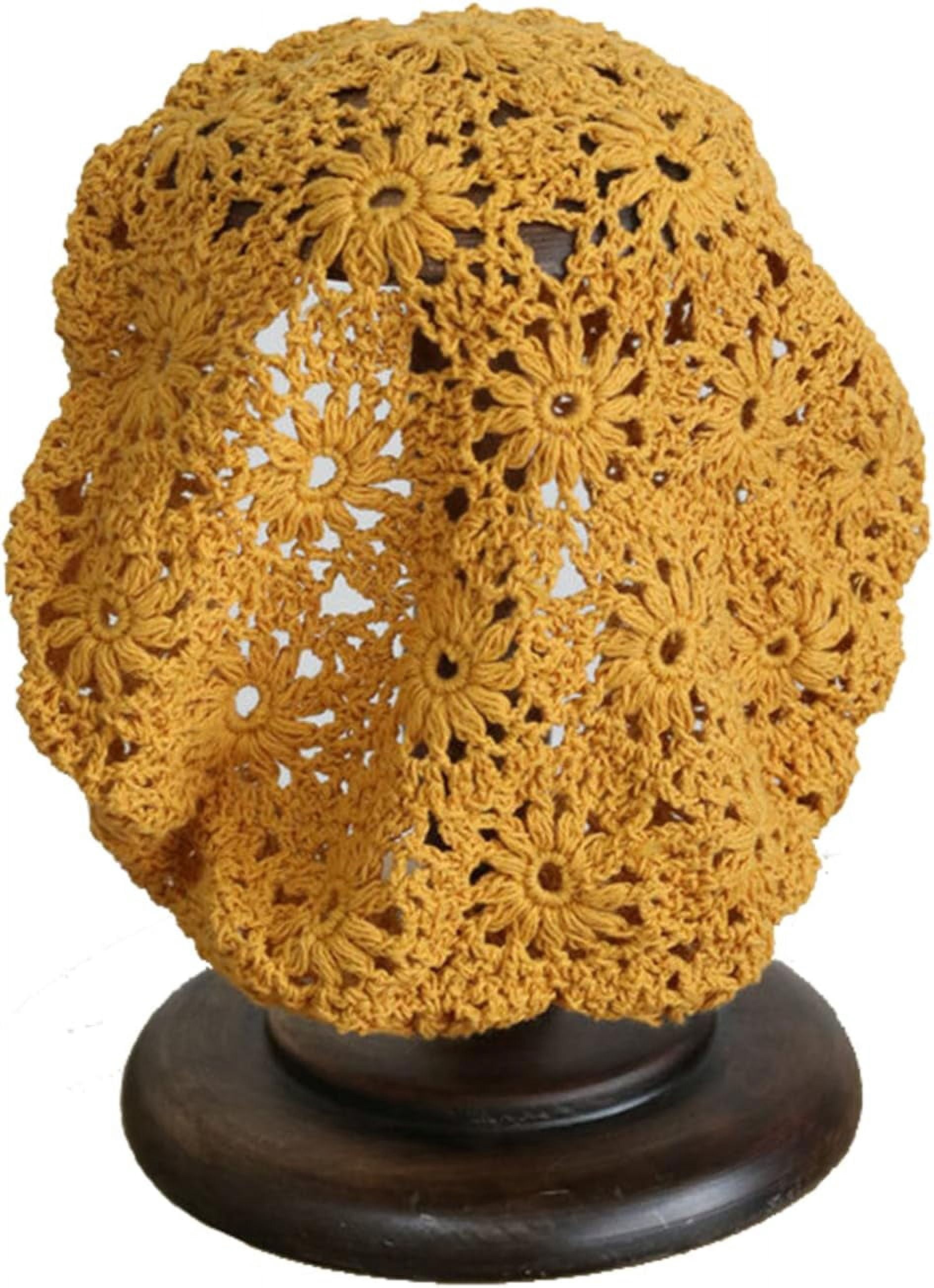 LinYooLi Hand Hook Hollowed-Out Chrysanthemum Beret, Hair Cap
