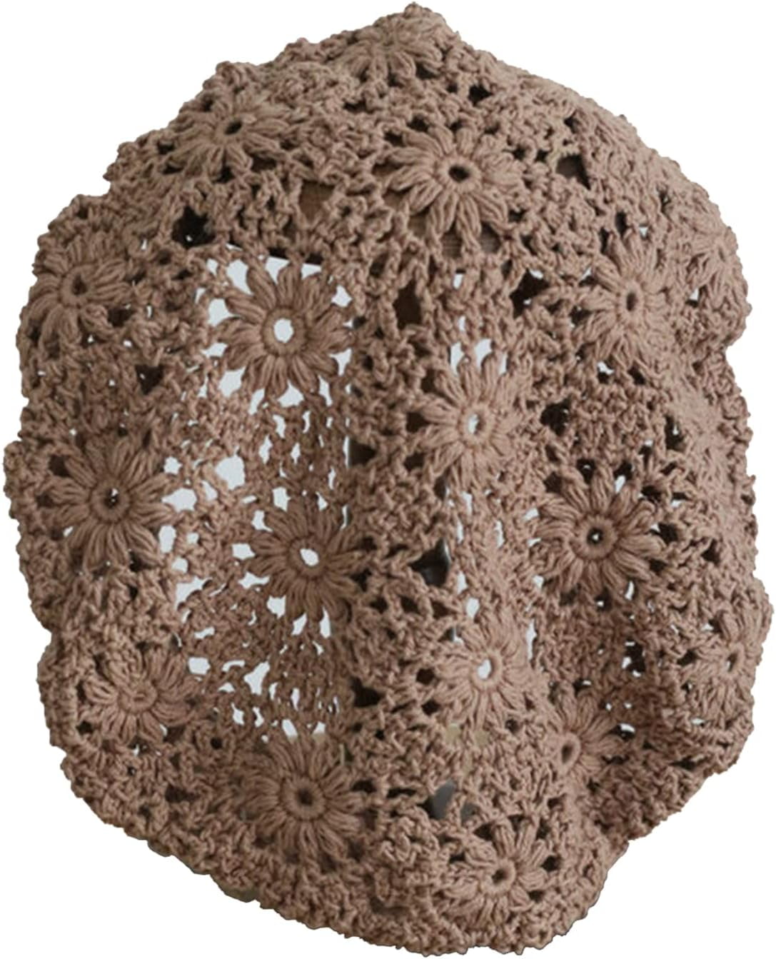 LinYooLi Hand Hook Hollowed-Out Chrysanthemum Beret, Hair Cap